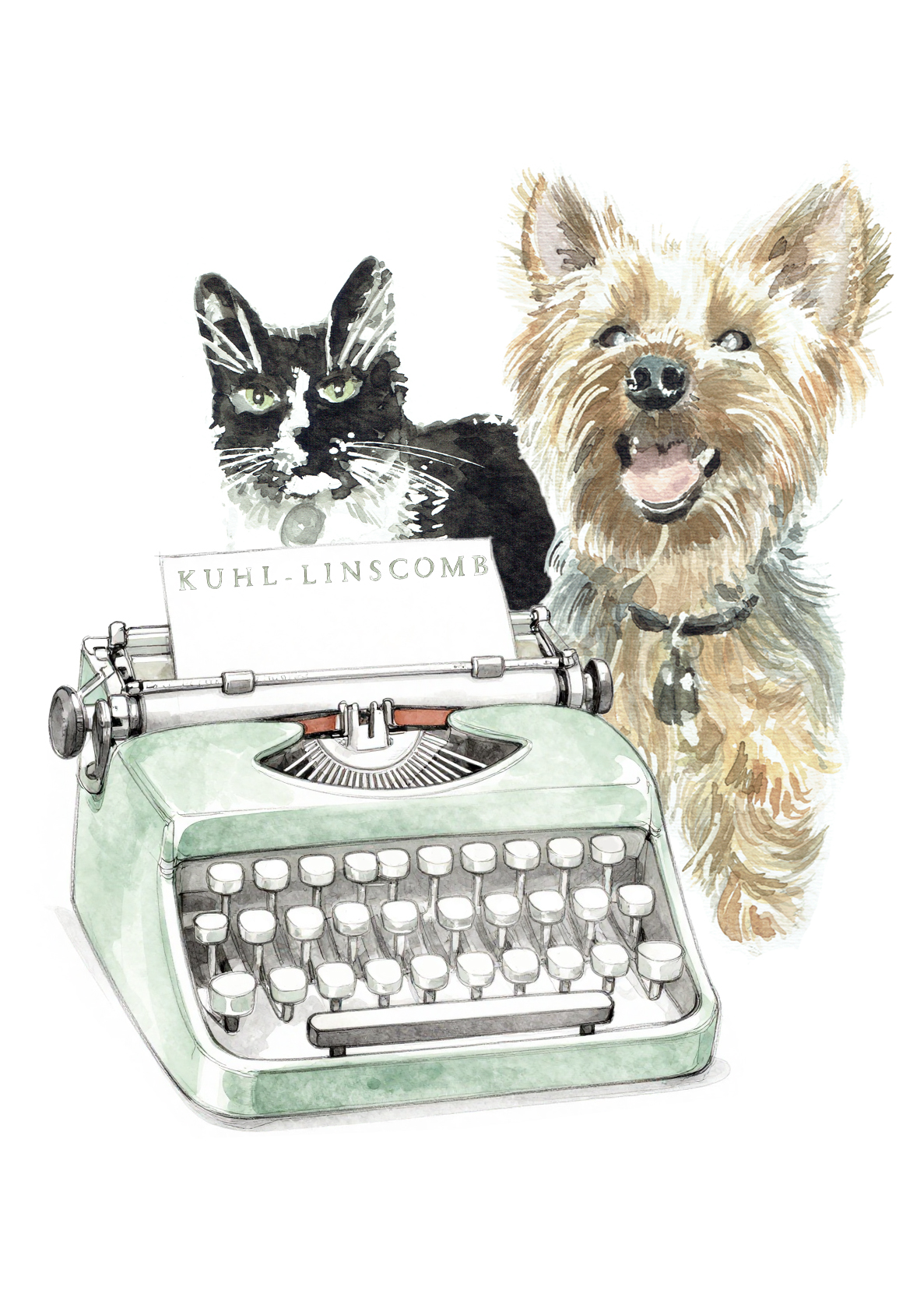 Typewriter with Cat and Dog